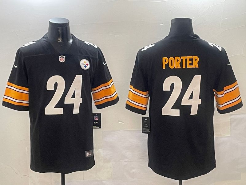 Men Pittsburgh Steelers #24 Porter Black Second generation 2024 Nike Limited NFL Jersey style 0104->pittsburgh steelers->NFL Jersey